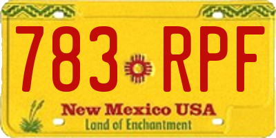 NM license plate 783RPF