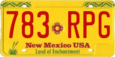 NM license plate 783RPG