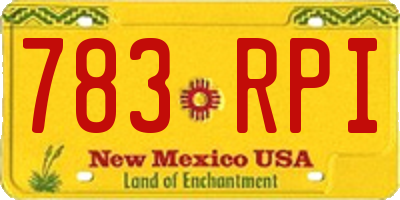NM license plate 783RPI