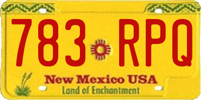 NM license plate 783RPQ