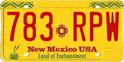 NM license plate 783RPW