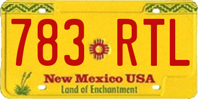 NM license plate 783RTL