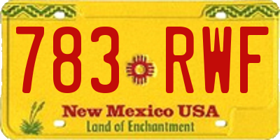 NM license plate 783RWF
