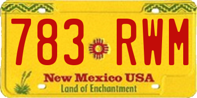 NM license plate 783RWM