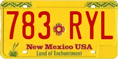 NM license plate 783RYL