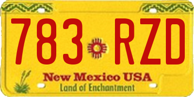 NM license plate 783RZD