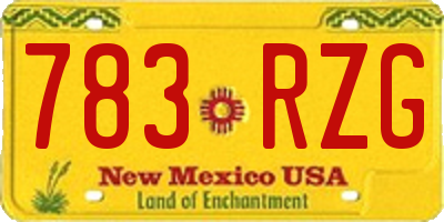 NM license plate 783RZG