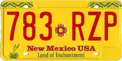 NM license plate 783RZP