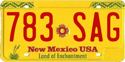 NM license plate 783SAG