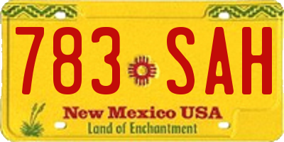 NM license plate 783SAH