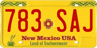 NM license plate 783SAJ
