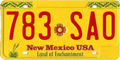 NM license plate 783SAO