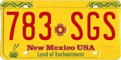 NM license plate 783SGS