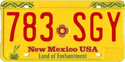 NM license plate 783SGY