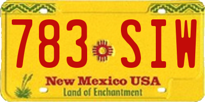 NM license plate 783SIW