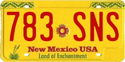 NM license plate 783SNS