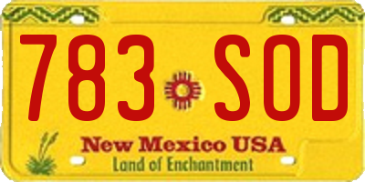 NM license plate 783SOD