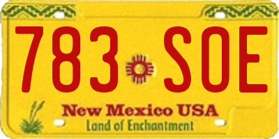 NM license plate 783SOE