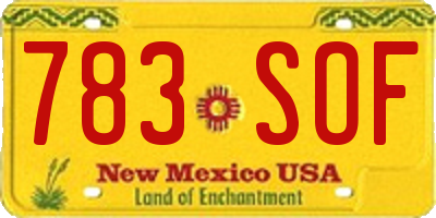 NM license plate 783SOF