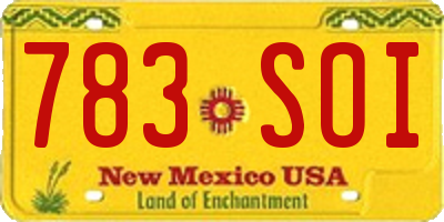 NM license plate 783SOI
