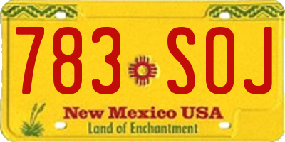 NM license plate 783SOJ