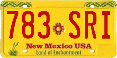 NM license plate 783SRI