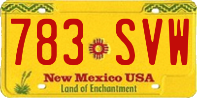 NM license plate 783SVW