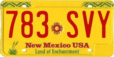 NM license plate 783SVY