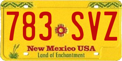 NM license plate 783SVZ