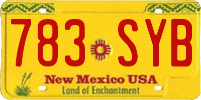 NM license plate 783SYB
