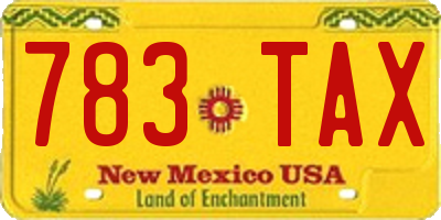NM license plate 783TAX