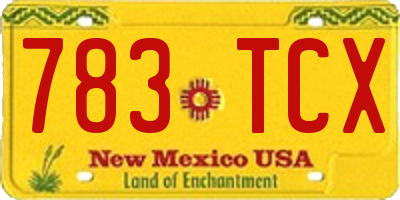 NM license plate 783TCX