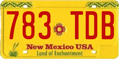 NM license plate 783TDB