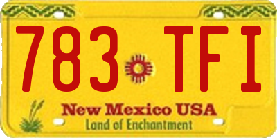 NM license plate 783TFI