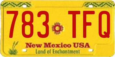NM license plate 783TFQ