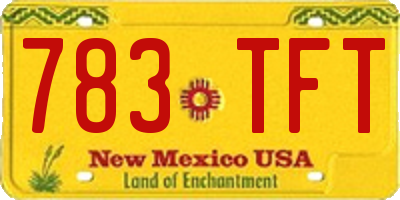 NM license plate 783TFT