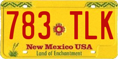 NM license plate 783TLK