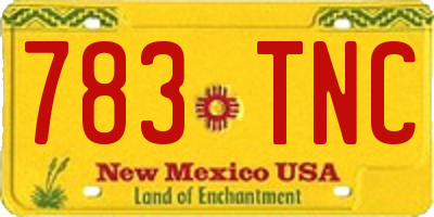 NM license plate 783TNC