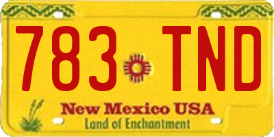 NM license plate 783TND
