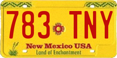 NM license plate 783TNY
