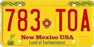 NM license plate 783TOA