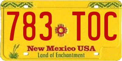 NM license plate 783TOC