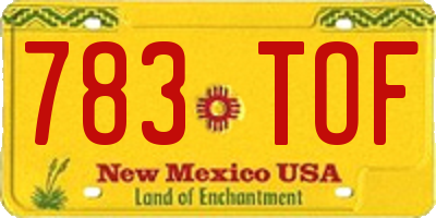 NM license plate 783TOF