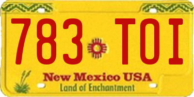 NM license plate 783TOI