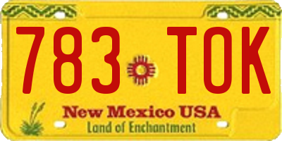 NM license plate 783TOK