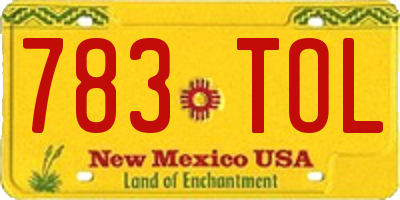 NM license plate 783TOL