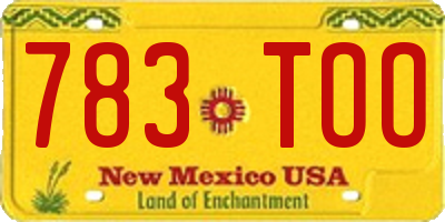 NM license plate 783TOO