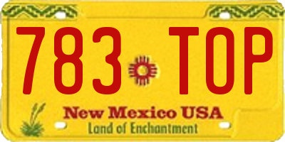 NM license plate 783TOP