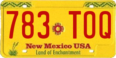 NM license plate 783TOQ