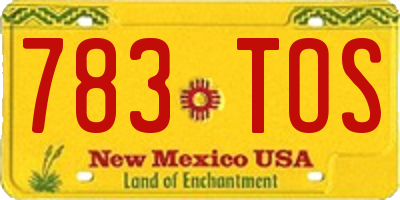 NM license plate 783TOS